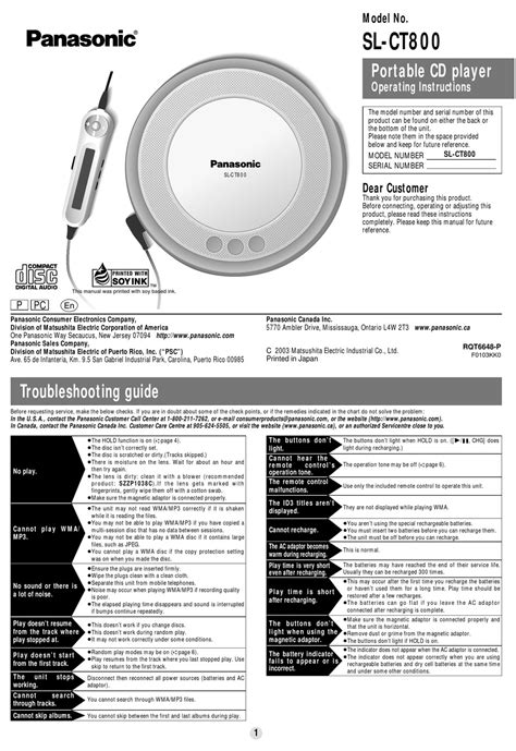 PANASONIC SL-CT800 OPERATING INSTRUCTIONS MANUAL Pdf Download | ManualsLib