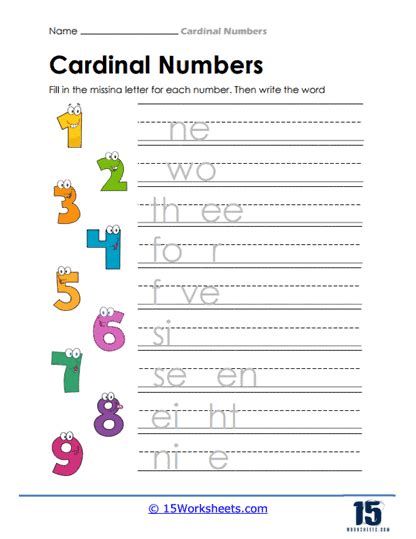 Cardinal Numbers Worksheets - 15 Worksheets.com