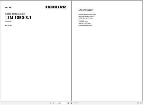 Liebherr LTM 1050-3.1 083886 Mobile Crane Parts Catalog PDF