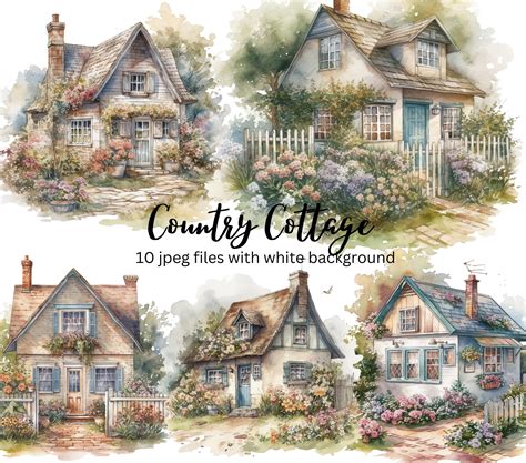 Watercolor House Clipart Bundle Country Cottage High Quality - Etsy