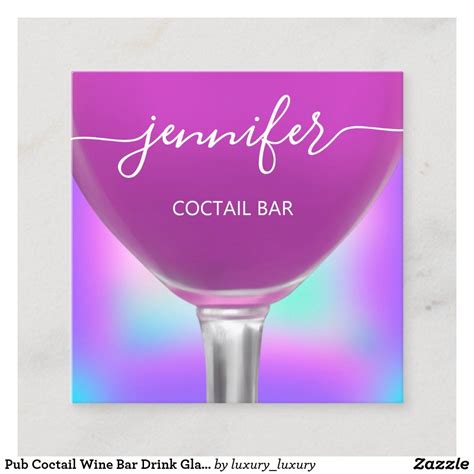 Pub Coctail Wine Bar Drink Glass Modern Logo Square Business Card Square Business Card, Business ...