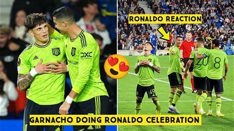 ️ Ronaldo Reaction to Garnacho Doing His Celebration 😍 - YouTube