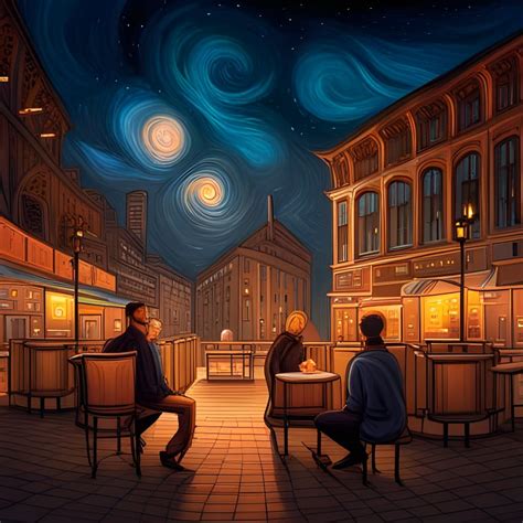 Painting of a cafe on a starry night - AI Generated Artwork - NightCafe Creator