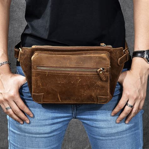 Vintage Leather Fanny Pack Mens Waist Bag Hip Pack Belt Bag for Men – iwalletsmen