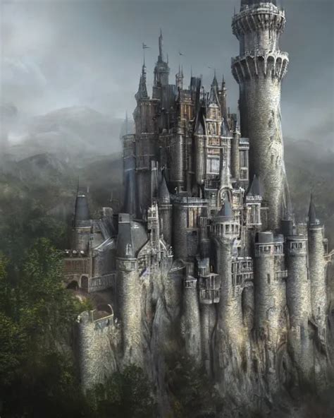 beautiful concept art of a high fantasy castle by alan | Stable Diffusion