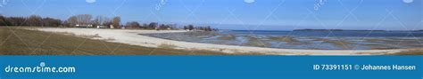 Panoramic View of Beach in Eldena, Greifswald, Mecklenburg-Vorpommern, Germany. the Tide is Low ...