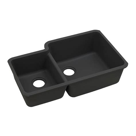 Elkay Quartz Classic Undermount Composite 33 in. Double Bowl Kitchen ...