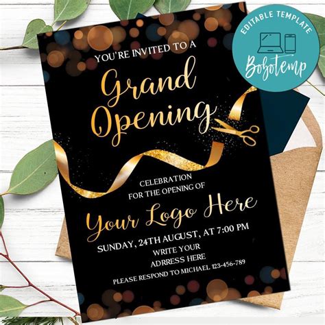 Grand opening ribbon cutting invitation Customizable Template | Createpartylabels