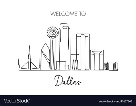 Dallas skyline continuous line drawing Royalty Free Vector