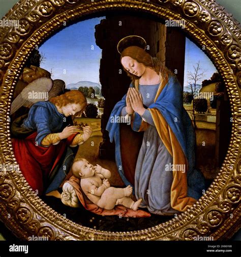 Adoration of the christ child 1505 lorenzo di credi hi-res stock ...