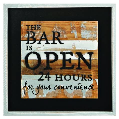 The Bar is Open Wood Sign | Wood wall decor, Encouraging wall art, Led signs