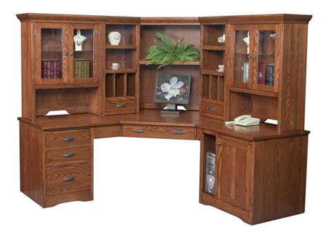 Amish Large Corner Computer Desk Hutch Bookcase Home Office Solid Wood ...