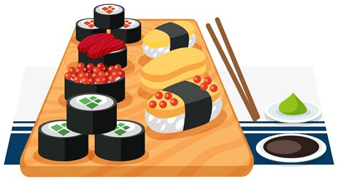 A set of sushi on plate 366172 Vector Art at Vecteezy