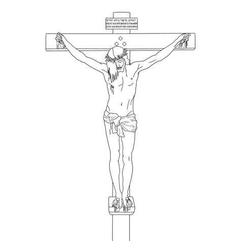 Jesucristo crucificado muerto en la cruz vector ilustración esquema monocromo 6549085 Vector en ...