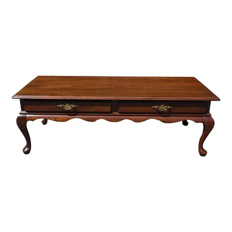 Traditional Ethan Allen Georgian Court Two Drawers Solid Cherry Coffee Table | Chairish