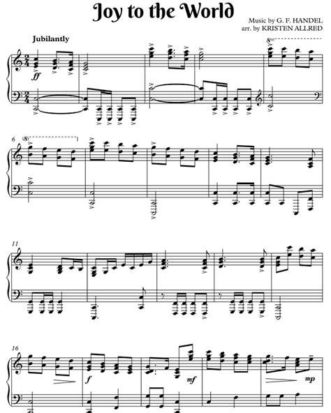 Joy To The World - Piano Solo Sheet Music PDF Download