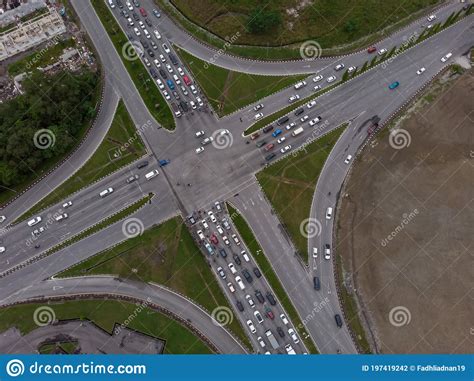 Aerial View of Busy Road Intersection Stock Photo - Image of drone, intersection: 197419242