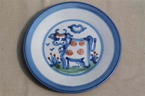 M A Hadley Louisville stoneware hand-painted farm animals pottery plates & bowls