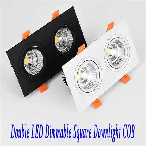 Square Bright Recessed Double LED Dimmable Square Downlight COB 12W 18W 24W LED Spot light ...