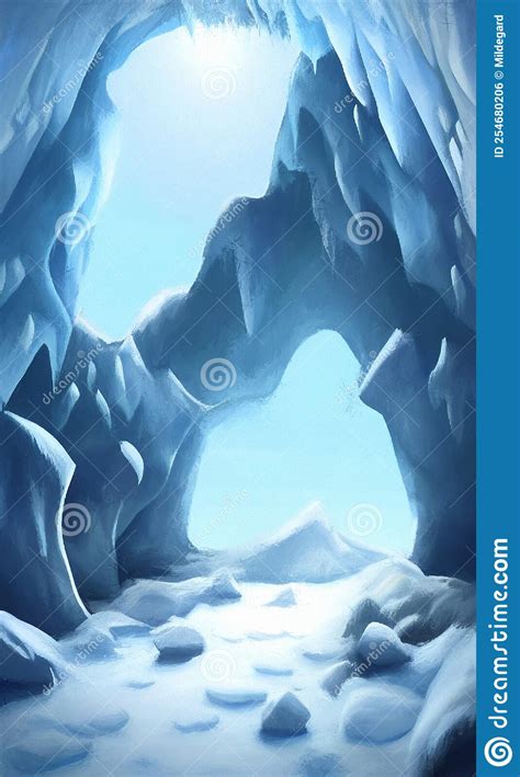 Ice Cave Entrance - Fantasy Landscape Stock Illustration - Illustration ...