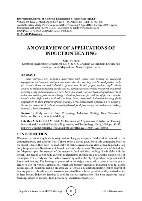 (PDF) AN} {OVERVIEW} {OF} {APPLICATIONS} {OF} {INDUCTION} {HEATING ...