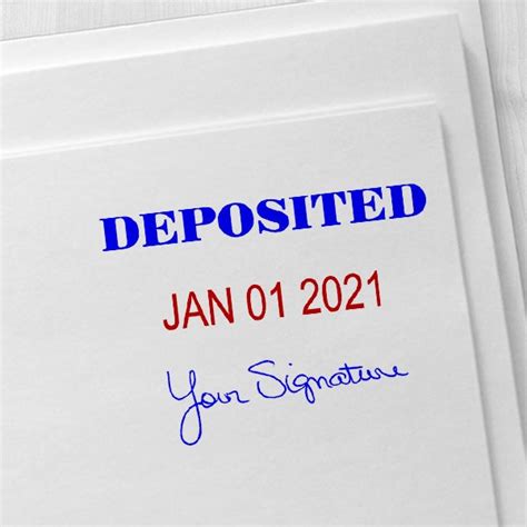 Deposited Signature Date Rubber Stamp - Date at Bottom - 1.5" x 2.25 ...