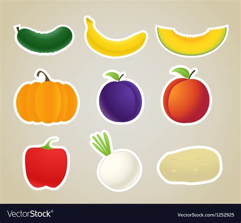 Fruit and vegetables silhouettes collection Vector Image