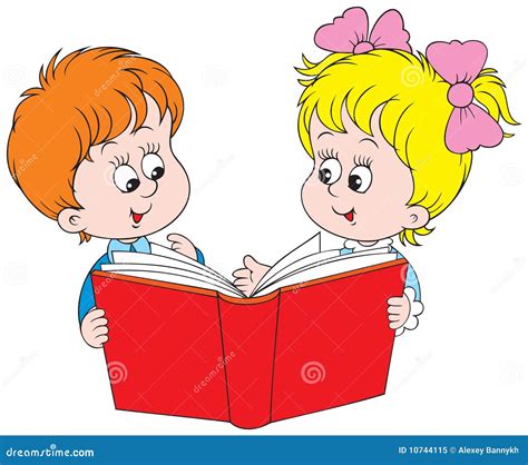 Girl And Boy Reading The Red Book Royalty Free Stock Photo - Image ...