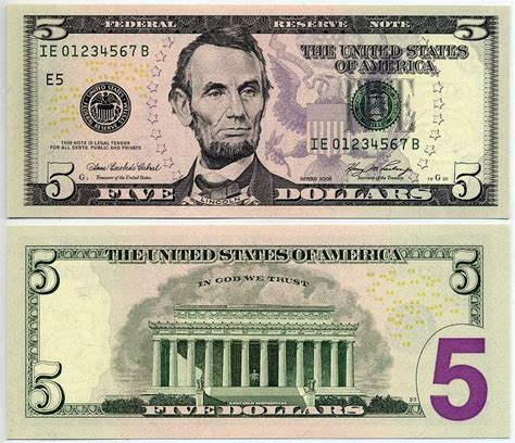 2006 $5 Federal Reserve Ladder Note 0 thru 7 Zero to Seven | Dollar banknote, Money template ...