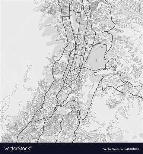 Urban city map of quito poster black grayscale Vector Image