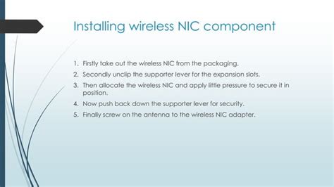 Installation and configuration of Wireless NIC