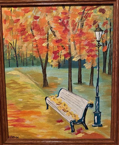 Park Bench in Autumn | Etsy