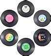 Amazon.com: homEdge Vinyl Record Coasters, 6 Pieces of Retro Style ...