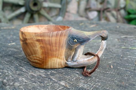 Sockeye Fish Kuksa Guksi Wooden Mug Hand Carved Cup With | Etsy