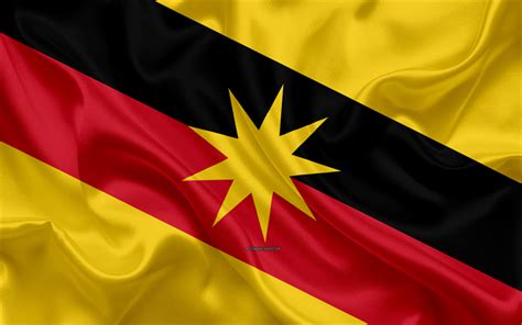 Download wallpapers Flag of Sarawak, 4k, silk texture, national symbols ...