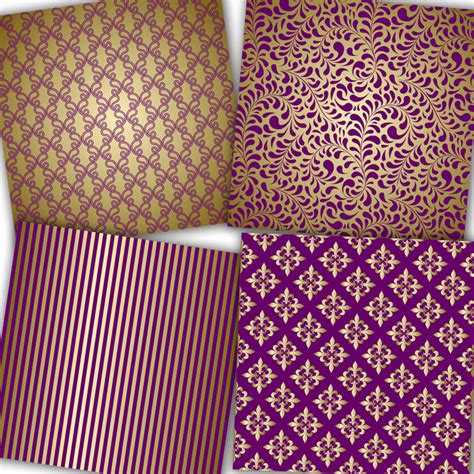 Purple and Gold Digital Paper: Purple and Gold Patterns | Etsy