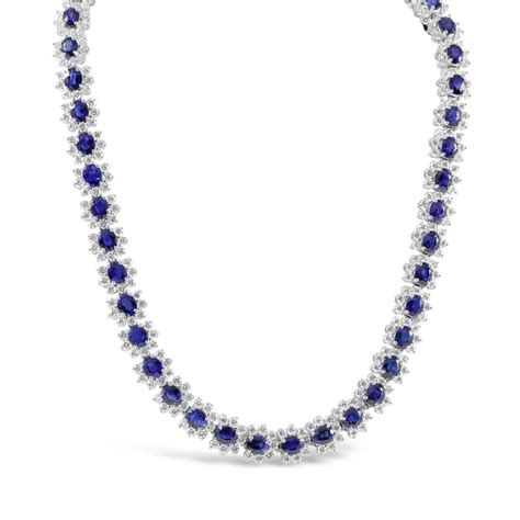 Premium Sapphire Chain Necklace In Sterling Silver - Gleam Jewels