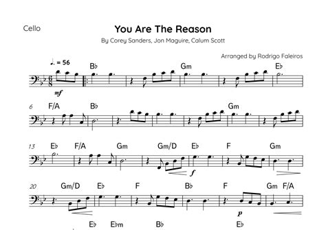 You Are The Reason (arr. Rodrigo Faleiros) by Calum Scott Sheet Music ...