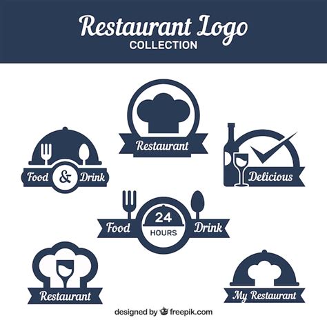 Variety of minimalist restaurant logos | Free Vector