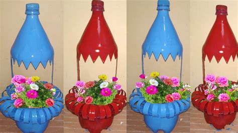 the ideas of recycling plastic bottle to make beautiful flower pots at home | plastic bottle ...