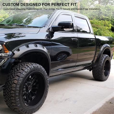 For 2009-2018 Dodge Ram 1500 Black Pocket Style Rivet Bolt On Fender Flares | eBay