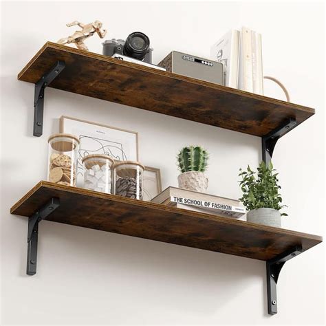 31.5 in. Large Floating Shelves Wood for Wall, Set of 2-Wider Floating Wall Shelves for Wall ...