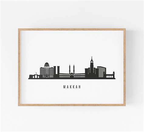 Makkah Skyline Printable. Makkah Saudi Arabia Black White Wall | Etsy