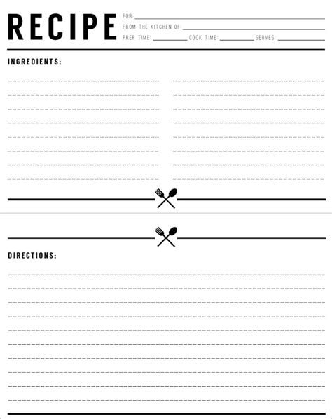 Recipe Printable Template | Template Business PSD, Excel, Word, PDF