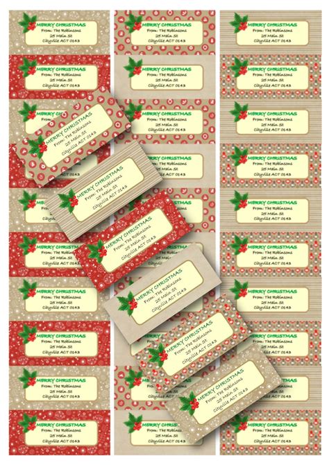 Christmas return address labels rustic xmas series 1 six designs matte ...