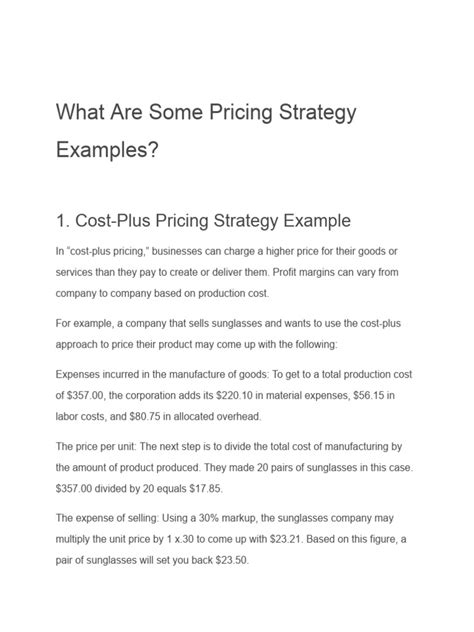 What Are Some Pricing Strategy Examples | PDF