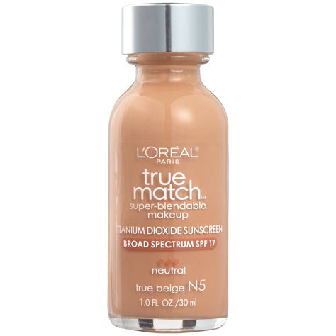 L'Oreal Paris True Match Super-Blendable Foundation Makeup, SPF 17, True Beige, 1 fl oz ...