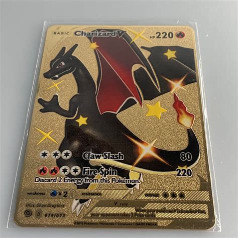 Pokemon Metal Card Gold Rainbow VMAX Pikachu Charizard Gift | Etsy ...