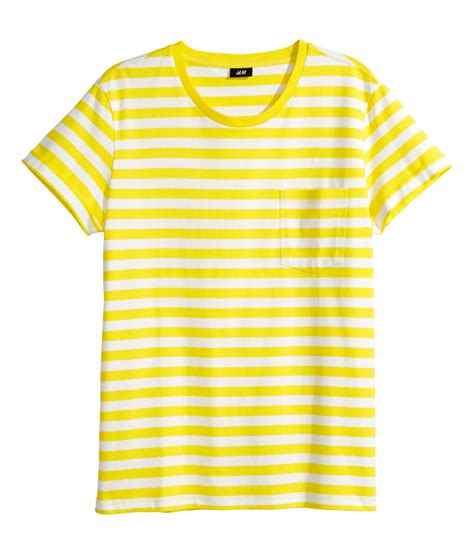 H&m Striped T-Shirt in Yellow for Men | Lyst