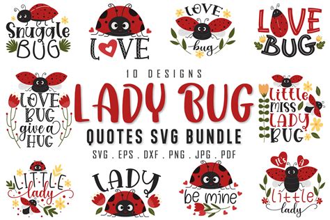 Lady Bug Quotes SVG Bundle Graphic by dapiyupi · Creative Fabrica